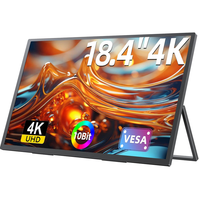 Portable Monitor 18.4" 4K 10Bit With Vesa & Stand 180° Adjustable, 3840X2160 U