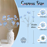 4Pcs 24Inch Light Blue Cosmos Branches Artificial Flowers,Light Blue Fake Flowers, Vase Decor Flowers, For Home Decoration Artificial Flowers