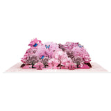 Row Of Cherry Blossom Trees Pop Up Paper Flower Bouquet Greeting Cards With Blank Note & Envelope, Ideal Gift For Celebrating Love, Birthday, Anniversary, Special Moments, Valentine'S Day