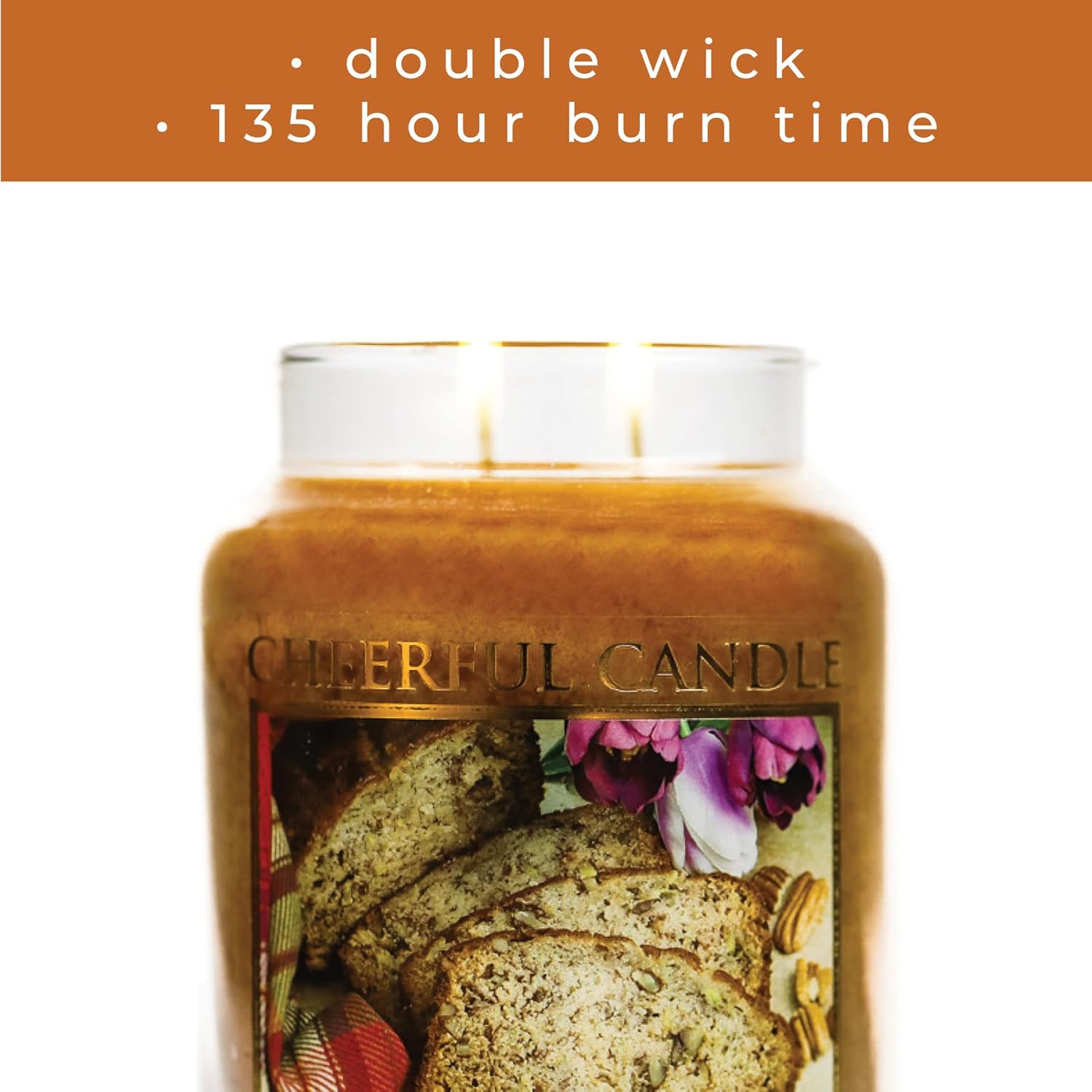 A Cheerful Giver — Banana Nut Bread - 24oz Large Scented Candle Jar with Lid - Cheerful Candle - 135 Hours of Burn Time, Christmas Gift for Women, Brown