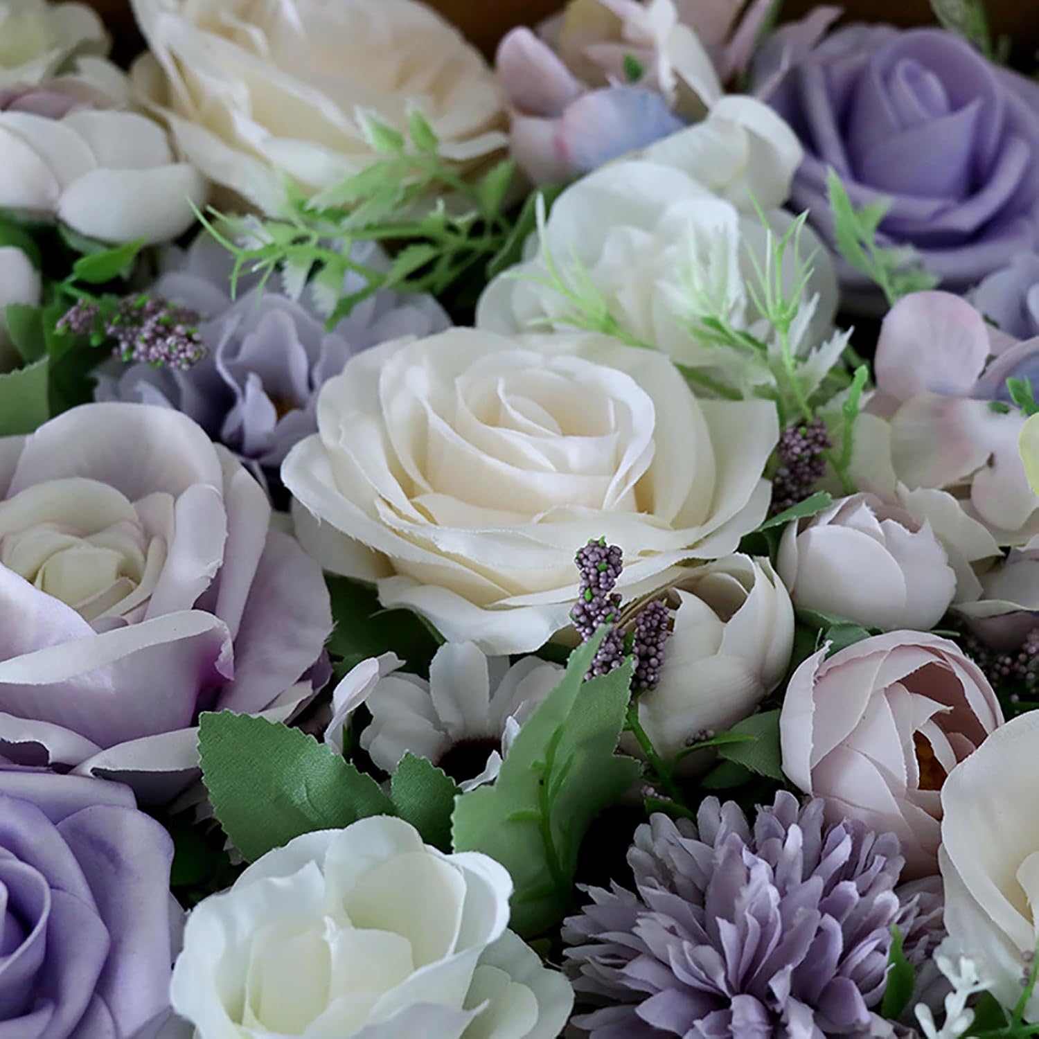 Artificial Flowers Box Set, Fake Flowers Roses With Stems, Faux Flower For Baby Shower Bridal Shower Wedding Decor Centerpiece Diy Bouquet Decorations, Purple