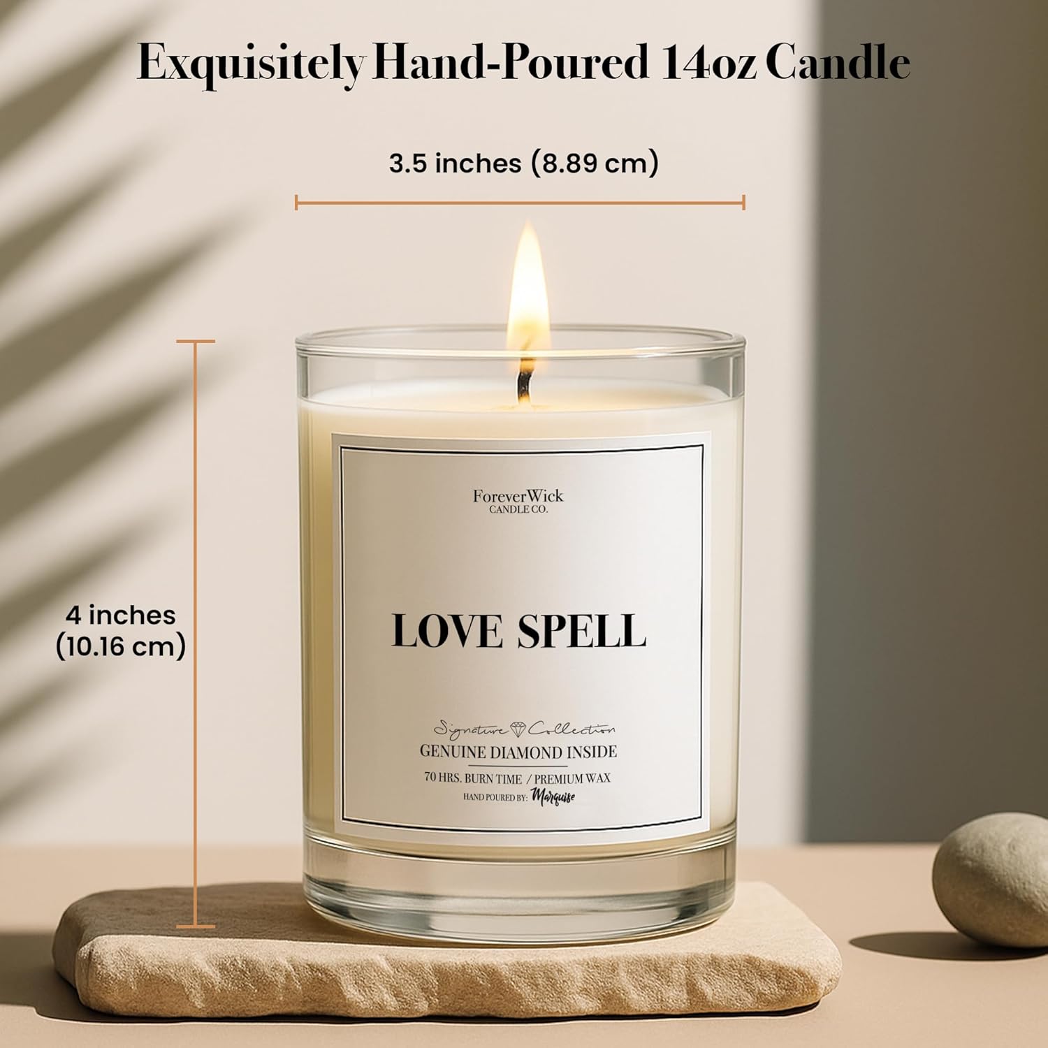 Love Spell Lush Fruit Surprise Candle With Diamond Inside | S | Scented Soy Candles Gifts For Women Aromatherapy Candle | Organic Soy Candle 14Oz | 70H
