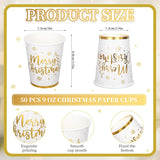 50Pcs Gold Foil Christmas Paper Cups 9 Oz Disposable Coffee Cups Xmas Holiday Party Cups For Hot Cold Beverage Party Supplies