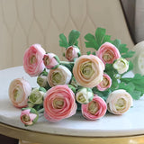 5Pcs Artificial Ranunculus Flowers With Silk Flower Real Touch Stem Spray For Home Garden Office Decoration Wedding Diy Arrangements (Light Pink)