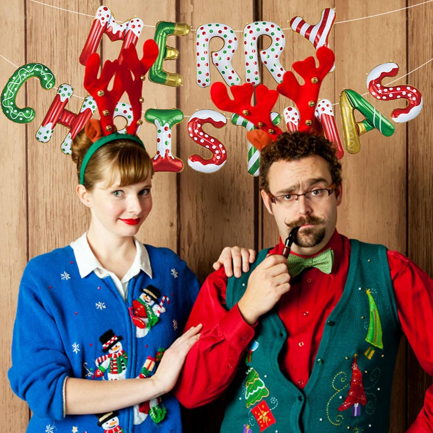 Merry Christmas Balloon Banner - 16 Inch Red, Green, Gold Foil Sign For Christmas Party And Theme Birthday Decorations