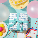14Th Birthday Wrapping Paper Roll - Blue Happy 14Th Birthday With Heart Gift Wrap For For Age14 Teens, Kids, Boys - Mini Roll - 17 Inches X 16.4 Feet (23.2 Sq.Ft.)