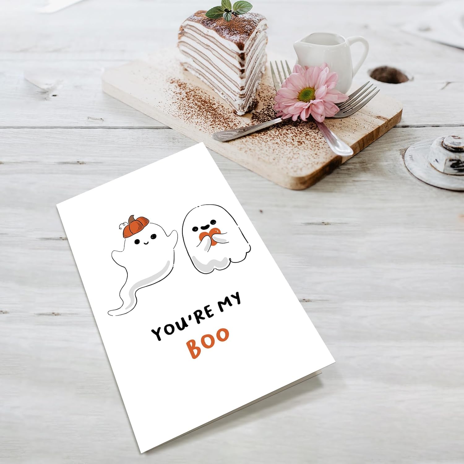 Cute Ghost Anniversary Card For Husband Wife, You Are My Boo Halloween Card For Him Her, Funny Valentines Day Card For Boyfriend Girlfriend