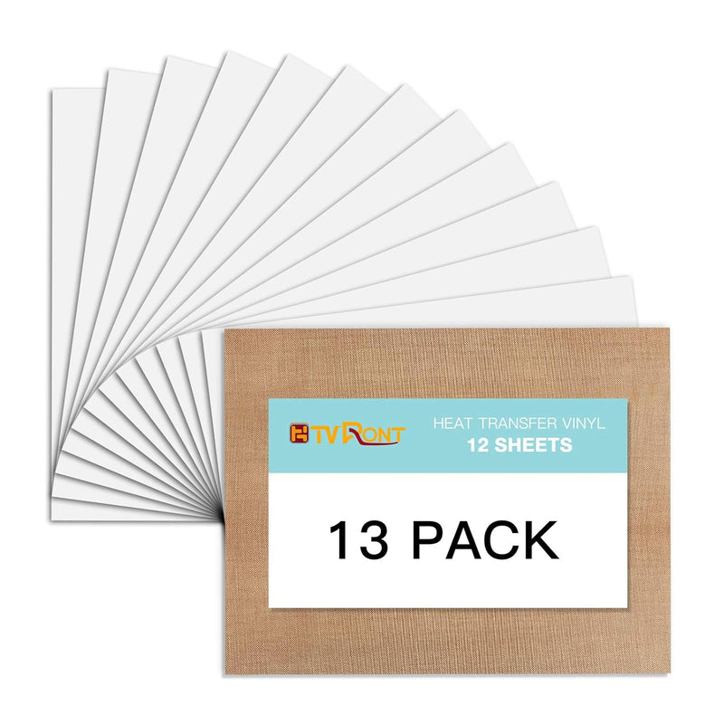 White Htv Heat Transfer Vinyl Bundle: 13 Pack 12" X 10" White Iron On Vinyl Fo