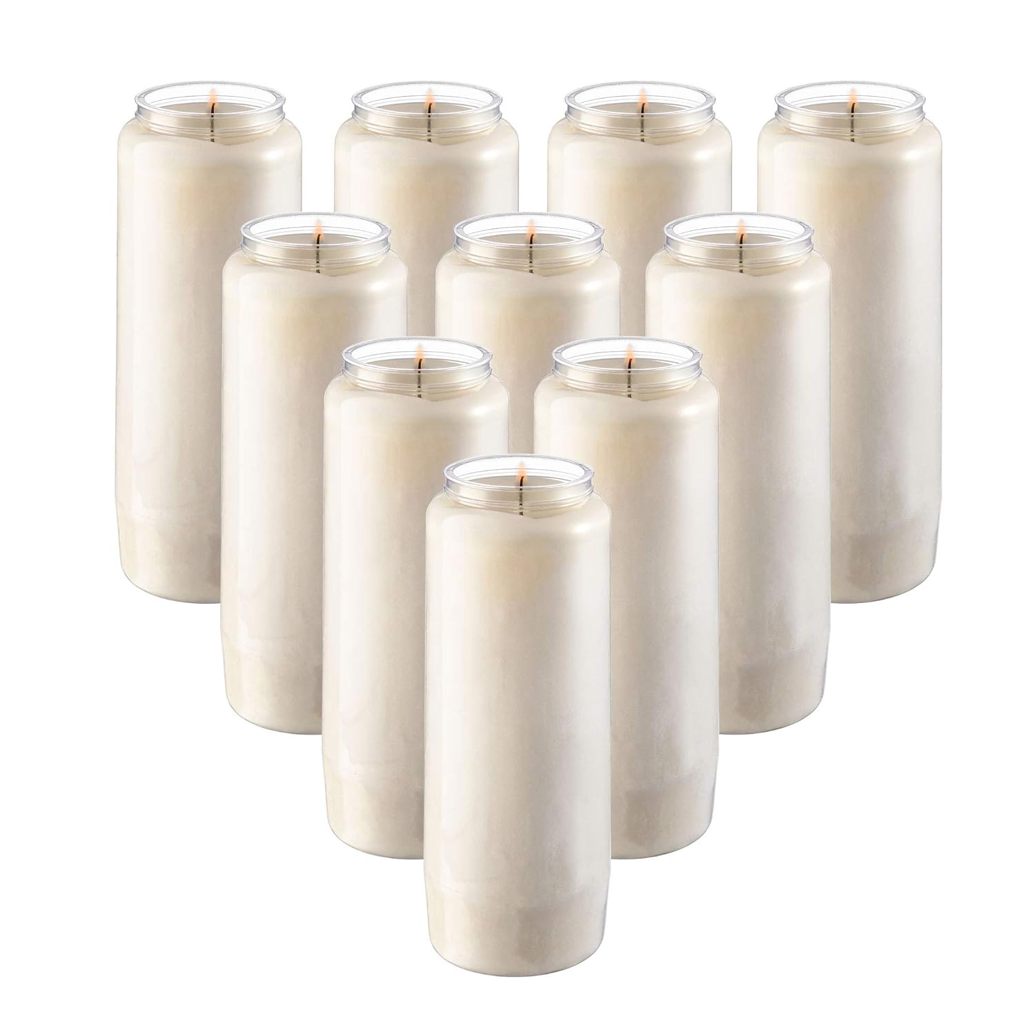9 Day Prayer Candles, 9 Pack - 7” White Memorial Candle For Shiva, Religious Ceremony, Party, Emergency Candles - Long Burning Vegetable Wax In Plastic Jars