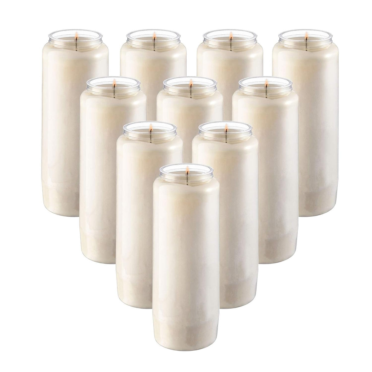 9 Day Prayer Candles, 9 Pack - 7” White Memorial Candle For Shiva, Religious Ceremony, Party, Emergency Candles - Long Burning Vegetable Wax In Plastic Jars