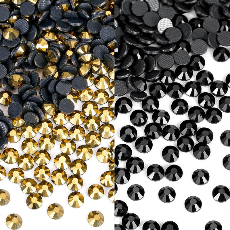 Ss20 Black And Gold Hotfix Rhinestones Crystal Glass Bulk For Clothes Shirts S