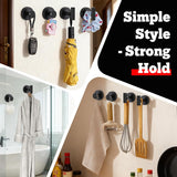 4 Pack Suction Cup Hooks For Shower - Stainless Steel Towel Hooks For Bathroom, Removable Shower Hooks For Bathroom Mirror Window Glass Wall Robe Looafh, Waterproof, Black