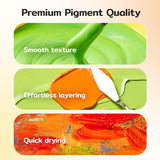 12 Colors Acrylic Paint Set (500 Ml/16.9 Oz Large Bottles), Non-Toxic For Kids & Adults, Acrylic Paint Bulk On Wood, Glass, Ceramic, Art Painting Supplies With Palette Knife & Art Sponge