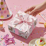 Dog Birthday Wrapping Paper Roll For Girls, Mini Roll, Pink Dachshund With Cake, Balloon And Happy Birthday Text Design Gift Wrap For Kids, Pet Lovers, Puppy Party, 17 Inches X 16.4 Feet