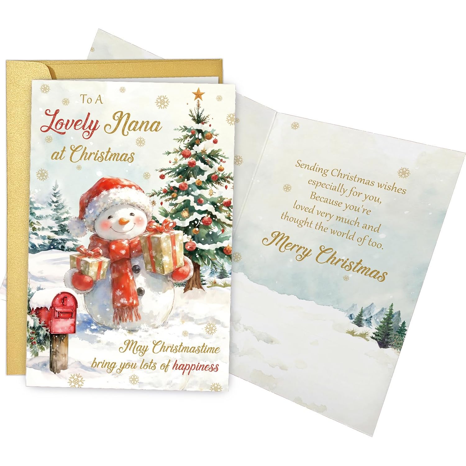 Cute Christmas Card For Nana, Grandma Christmas Card From Grandson Granddaughter, Merry Xmas Cards For Grandma