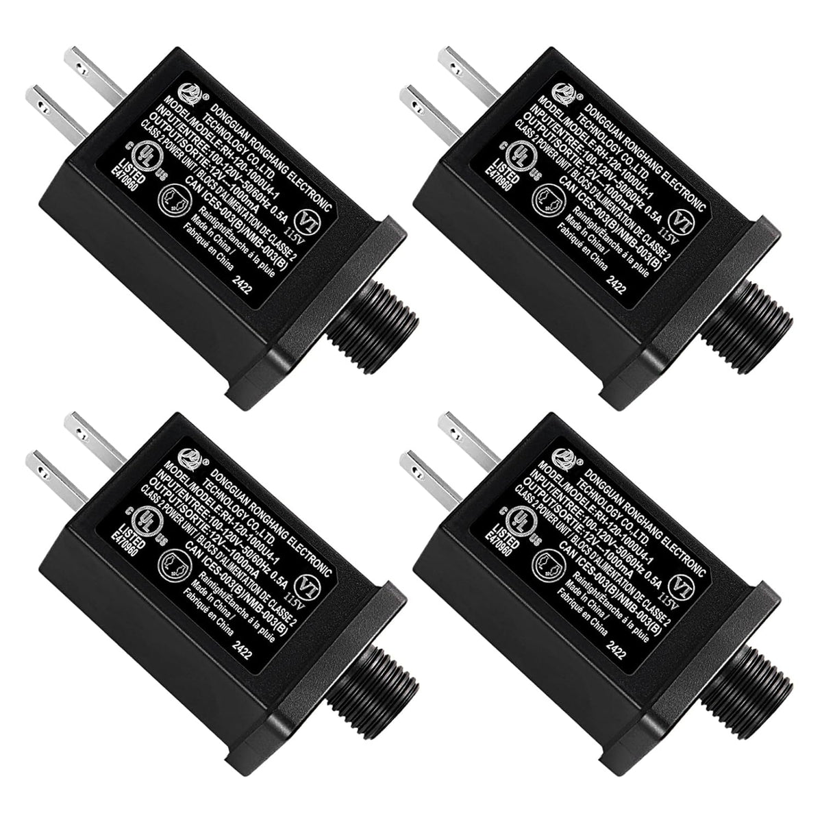 4Pcs Replacement Yard Inflatable Adapter 12V Class 2 Power Supply 120Vac 60Hz Led Ip44 Waterproof Transformer Plug For L