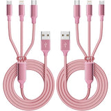 2 Pack 3 in 1 Multi Charging Cable 4FT Universal Fast Charging Cord for iPhone 17 16 15 Samsung Android iPad