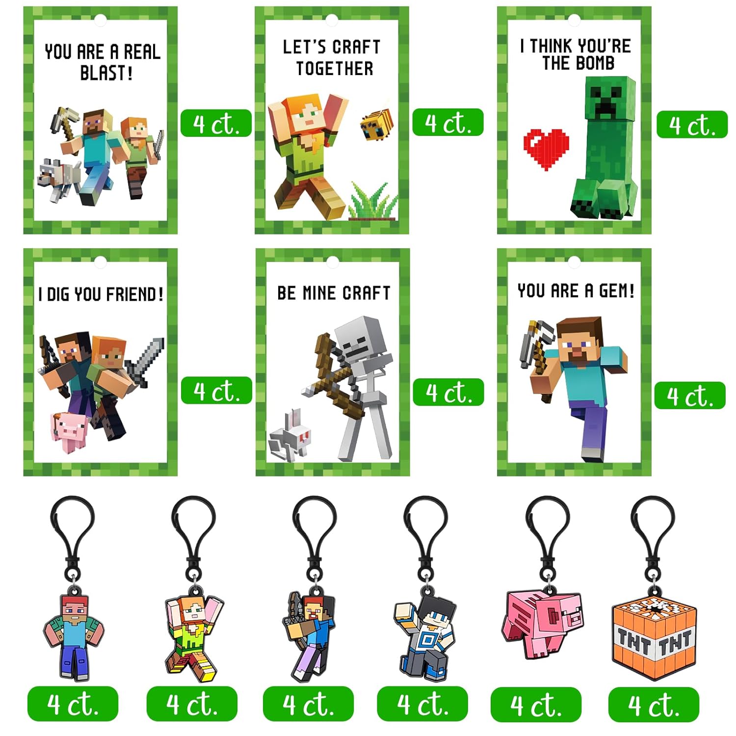 Valentines Day Cards For Kids School 24Pack Valentines Cards With Cute Keychains Valentines Day Gifts For Kids For School Party Favors Boys Girls Calssroom Exchange Game Prizes