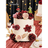 Artificial Flowers Burgundy Pink Fake Flowers For Bridal Bouquets Wedding Decorations Cake Flowers For Home Party Table Centerpieces Arrangements Decor Indoor Outdoor,Valentines Day