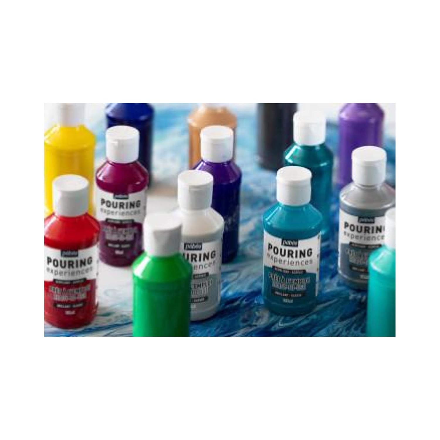 Pebeo Pouring Experiences - Ready-to-Use Premixed Acrylic Paint - Ideal for Fluid Art, 118 ml, Cobalt Blue Metallic