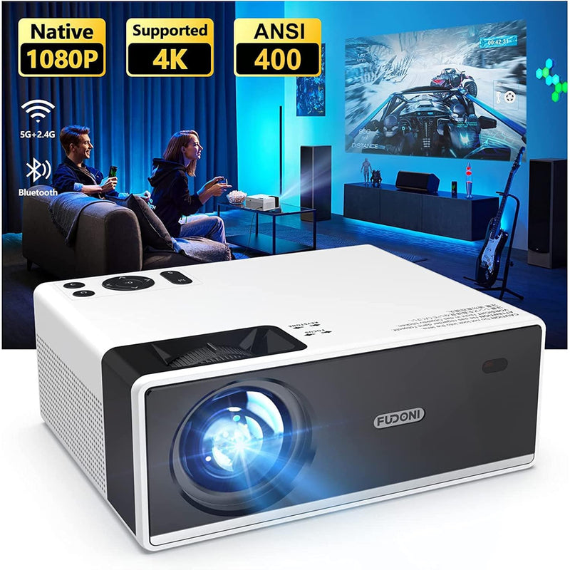 4K Support 1080P Portable Projector, 15000L, WiFi/Bluetooth, 300" Display