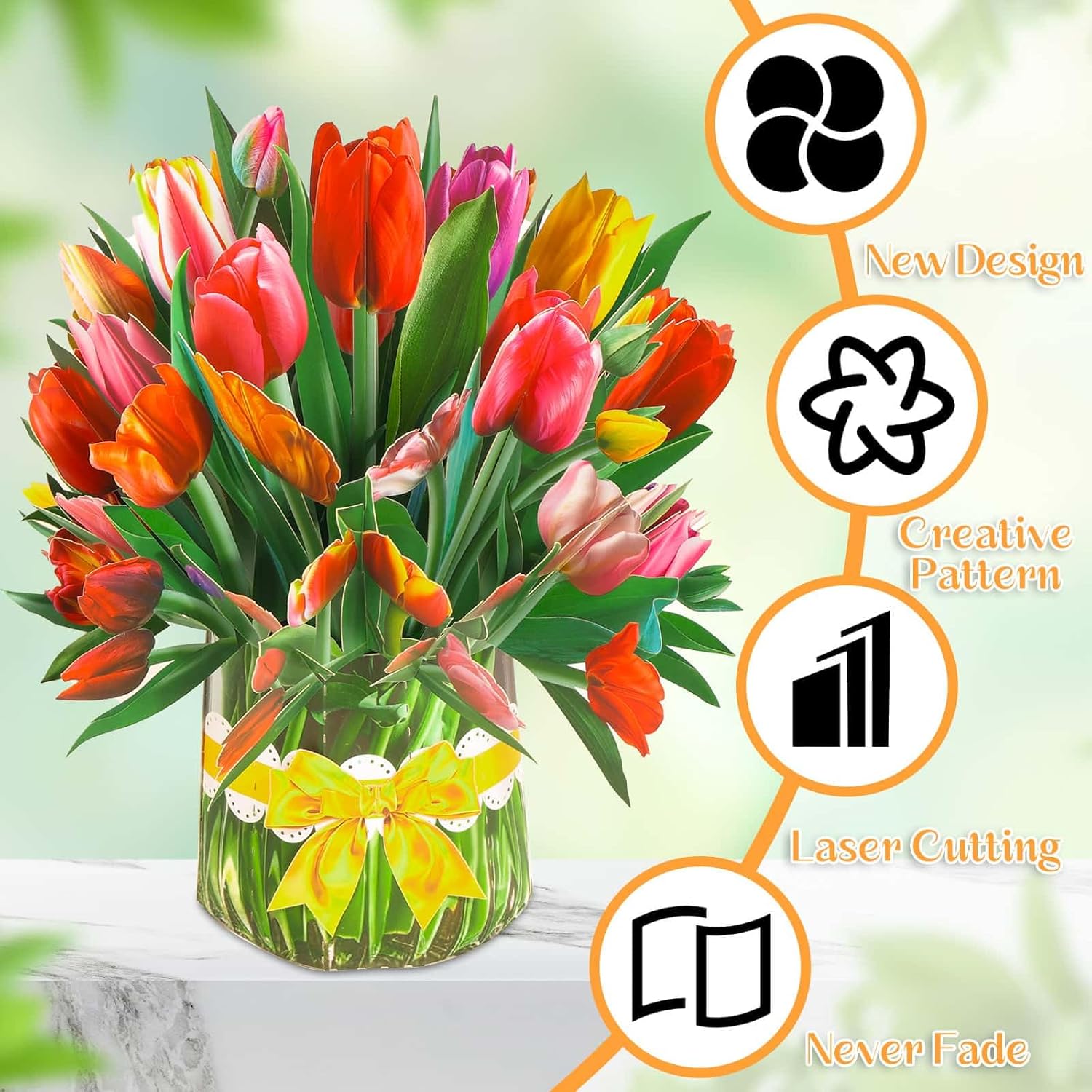 Pop Up Flower Cards, Paper Flowers Bouquet Popup Greeting Cards With Blank Notes And Envelope, 3D Cards For All Occasion For Birthday, Mother'S Day, Anniversary, Graduation, Get Well