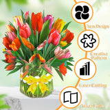 Pop Up Flower Cards, Paper Flowers Bouquet Popup Greeting Cards With Blank Notes And Envelope, 3D Cards For All Occasion For Birthday, Mother'S Day, Anniversary, Graduation, Get Well