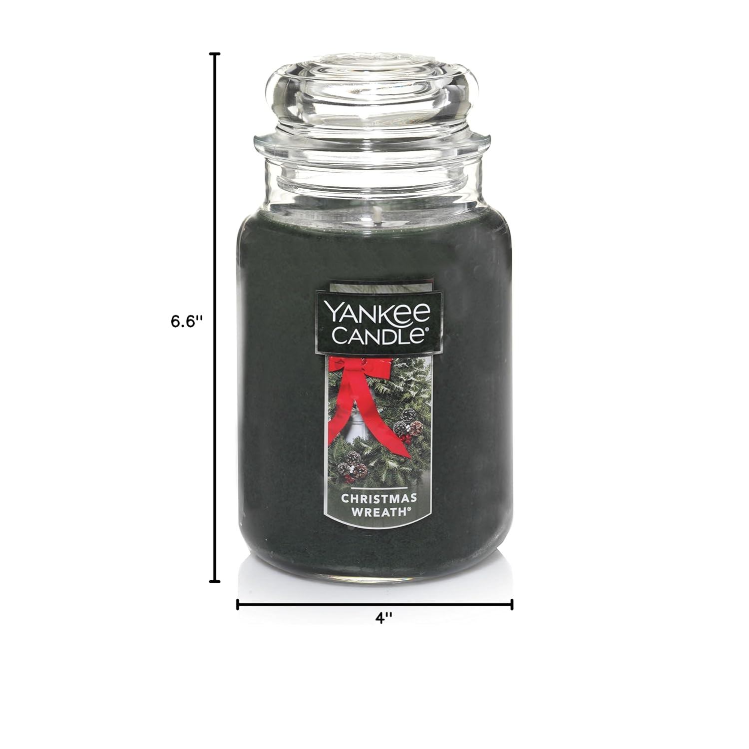 Christmas Wreath Scented, Classic 22Oz Large Jar Single Wick Candle, Over 110 Hours Of Burn Time