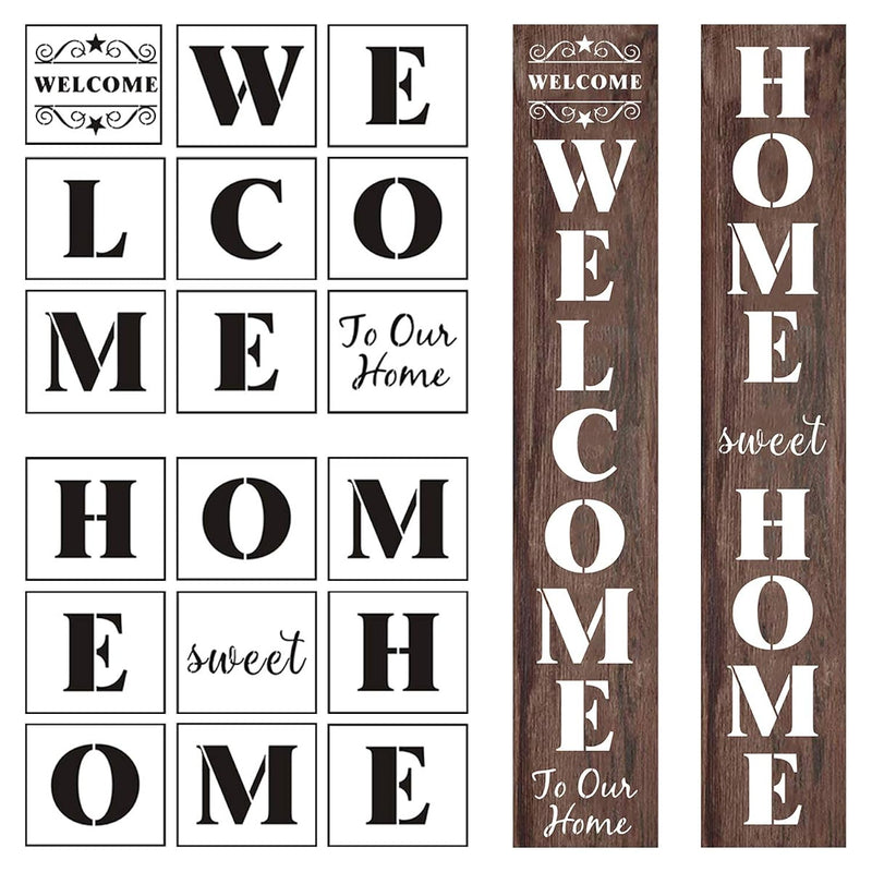 Welcome And Home Sweet Home Stencil - 18 Pack Large Vertical Welcome And Home