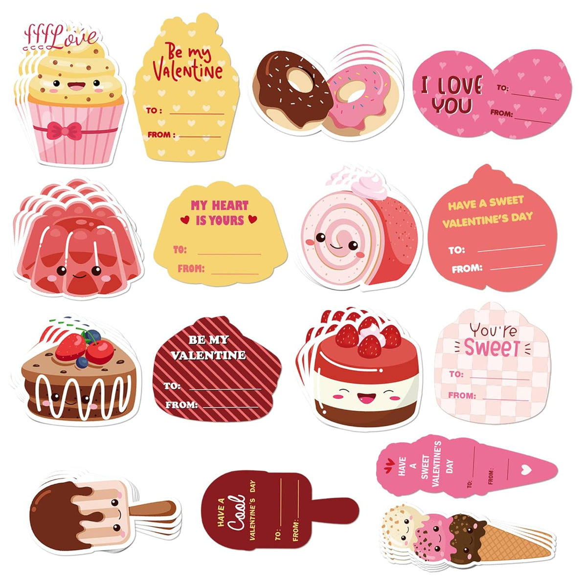 32 Pcs Valentine Cards Cute Scented Valentine Cards For School 8 Patterns Sweet Cupcake Valentines Day Card For School Classroom Exchange Gifts