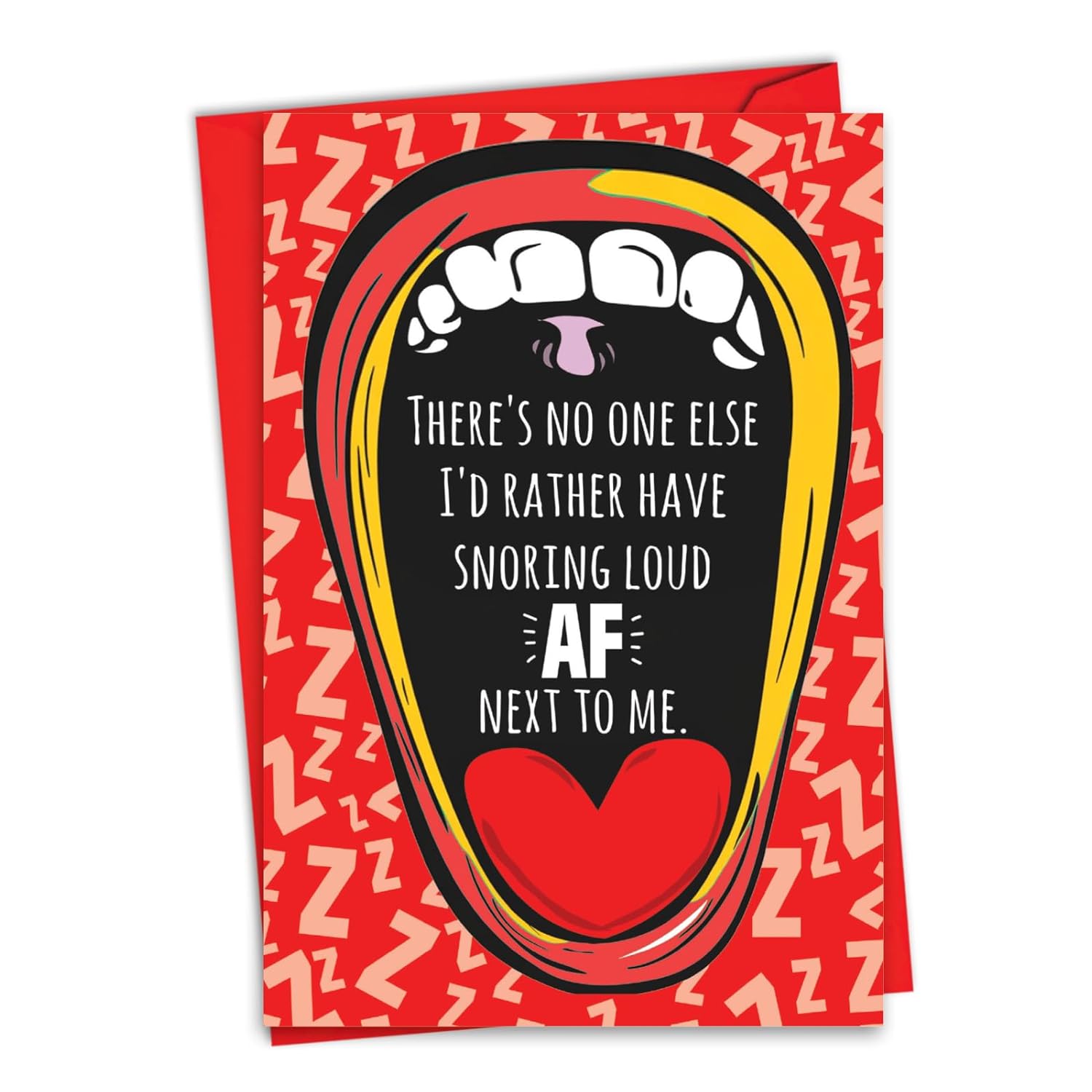 Funny Valentine'S Day Greeting Card With 5 X 7 Inch Envelope For Men And Women (1 Card) Snoring Loud C8448Vdg