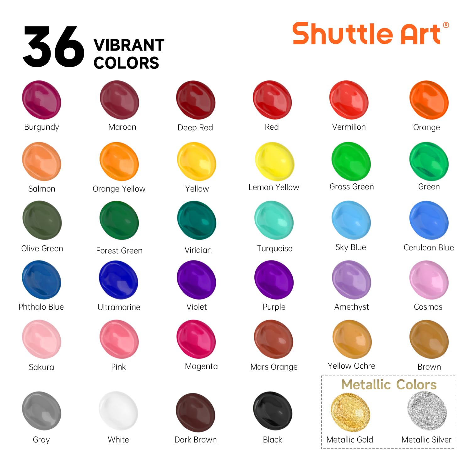 Acrylic Paint, 36 Colors Acrylic Paint Set With Brushes & Palette, 2Oz/60Ml Bottles, Rich Pigments Non-Toxic For Artists Kids & Adults, Painting On Canvas Rocks Ceramic Wood