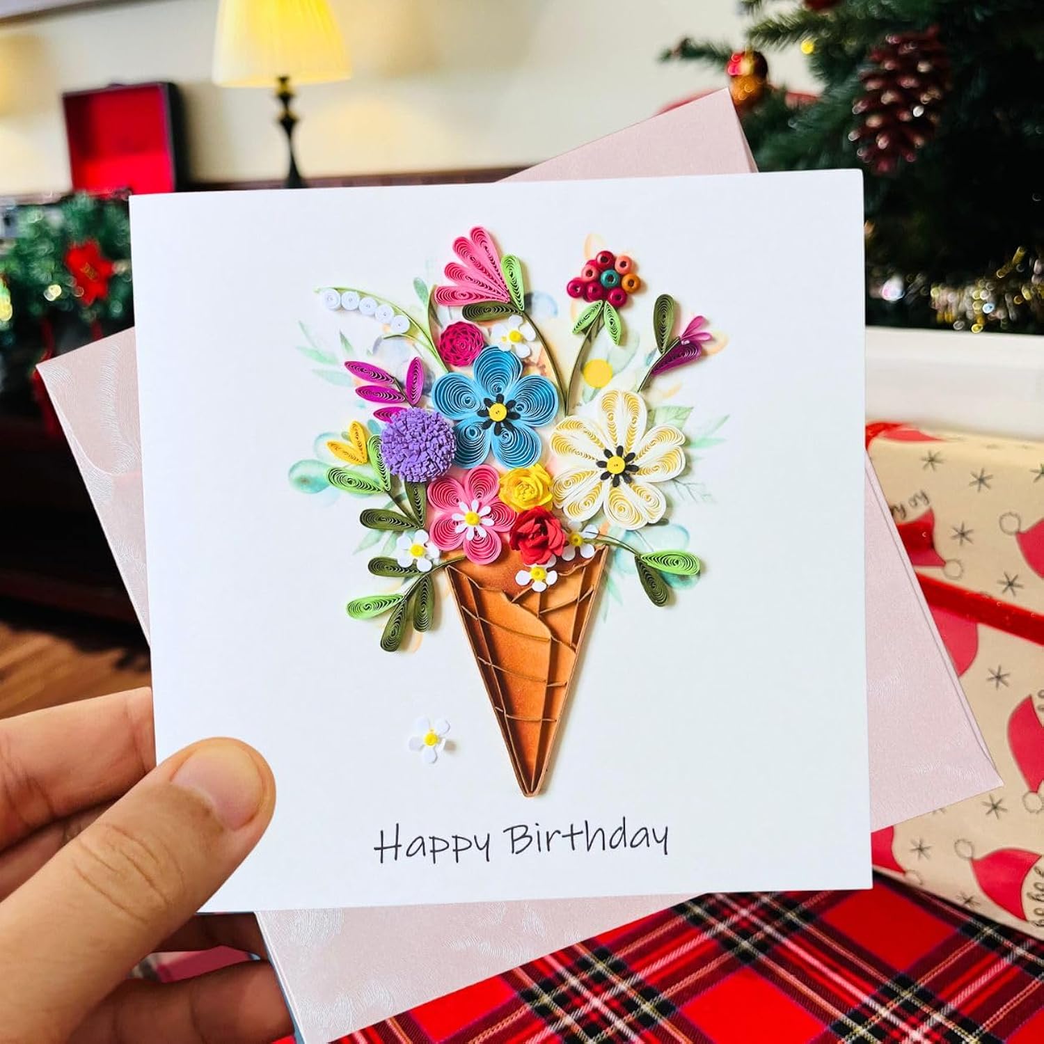 Quilling Cards 3D Birthday Cards, Handmade Paper Quilled Card, Handcrafted Quilling Card For Women, Kids And Special Family (Ice Cream)