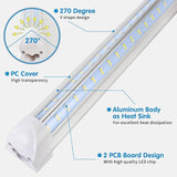 4 Pack 4FT LED Shop Lights 50W 7000LM 6500K V Shape Linkable Fixtures for Garage Workshop Warehouse