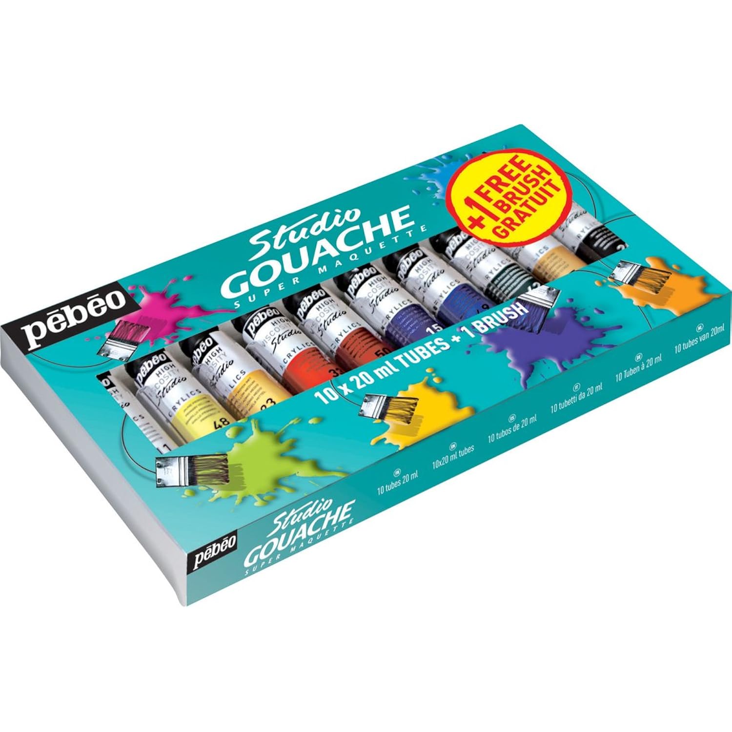 P?b?o 230199 Gouache Studio + Starter Painting Set 10x 20 ml Tubes + Brush