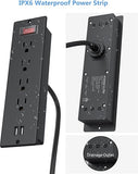 Recessed Power Strip 4 Outlets 2 USB Waterproof Furniture Desk Table Mount