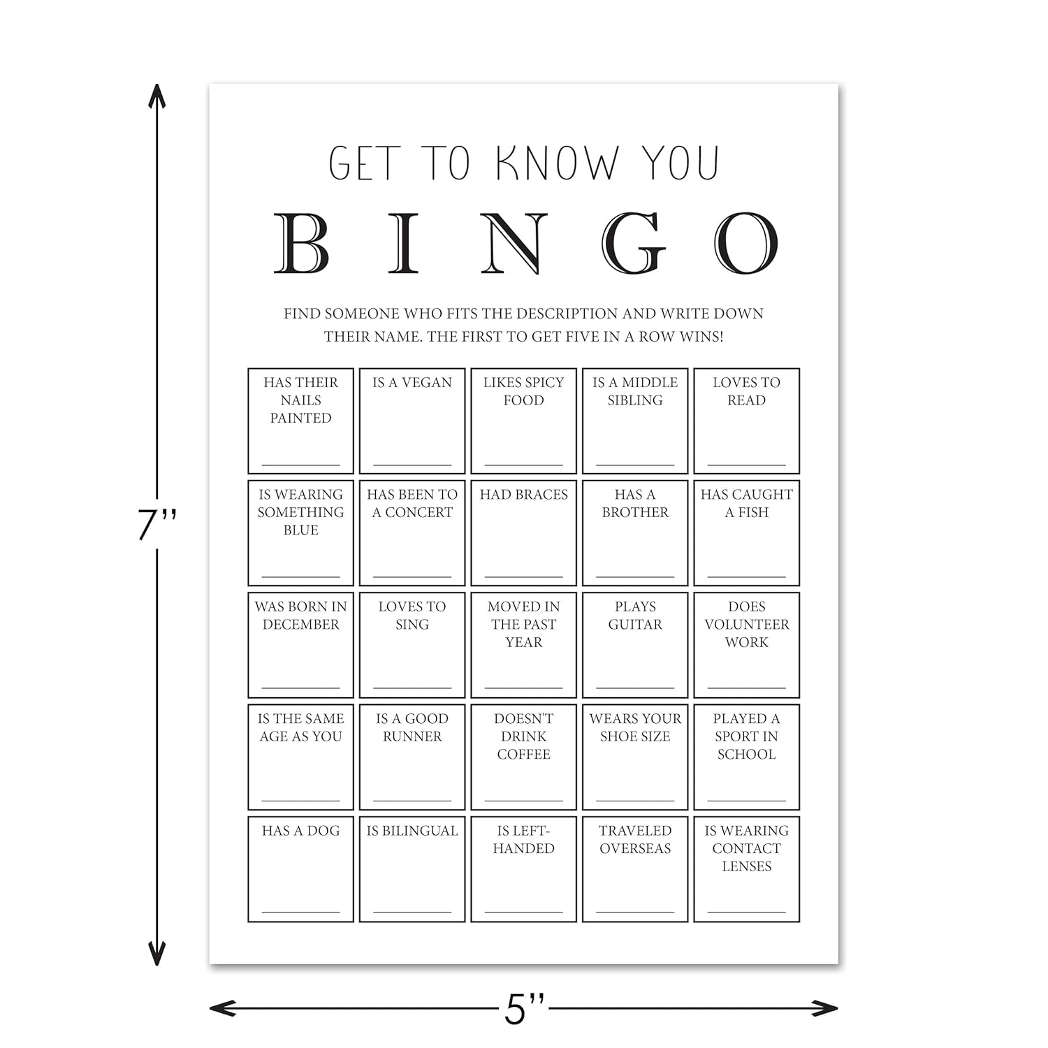 Get To Know You Bingo Cards, Find Someone Icebreaker Game - Set Of 30