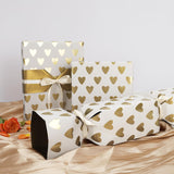 Reversible Valentines Wrapping Paper, Gift Wrapping Paper With Gold Heart On White Design, Perfect For Wedding, Birthday, Bridal Shower, Anniversaries, 17 Inch × 33 Feet