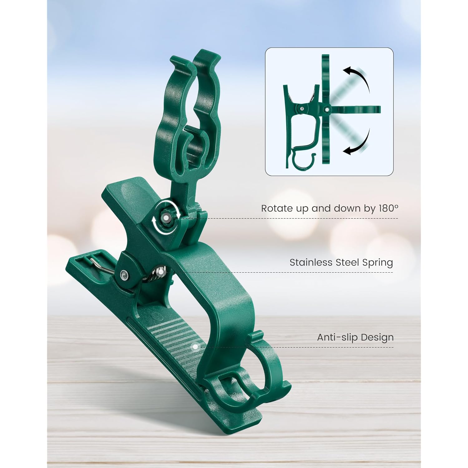 Gutter Light Clips, 100-Count C7 C9 Christmas Clips Outdoor, All-In-One Holiday Hooks For Shingle, Roof, Fence, Tree String Decoration, Weatherproof, Green