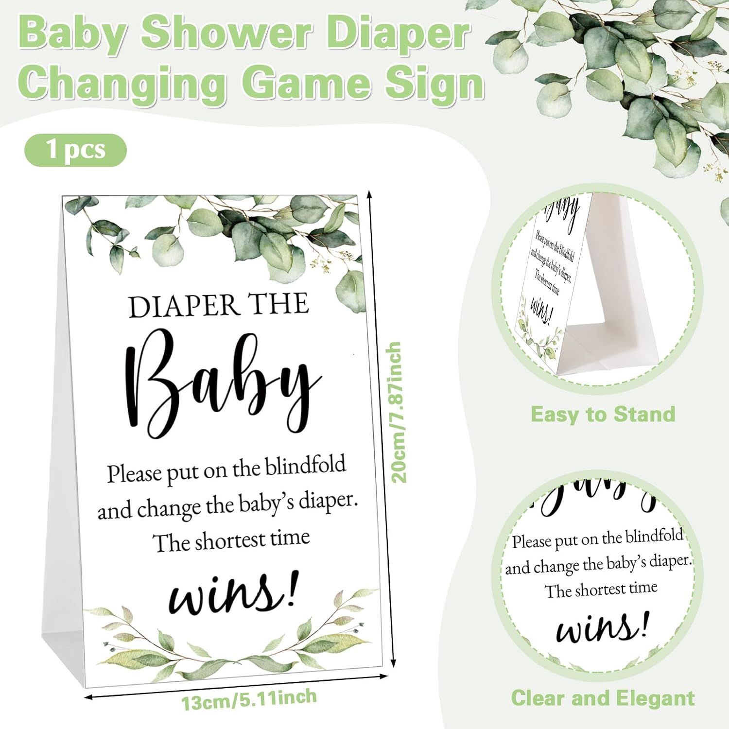 37 Pcs Baby Shower Diaper Changing Game Supplies Including Dolls Blindfold Diapers Cardboard Sign Baby Changing Diaper Race Game Set For Gender Reveal Party (Cute)
