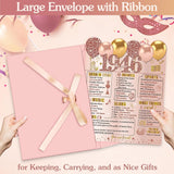 Large 80Th Birthday Card For Women With Envelope, Pink Rose Gold Back In 1946 Birthday Cards Jumbo Happy 80Th Birthday Decorations Greeting Card Guest Book Eighty Party Supplies Gifts