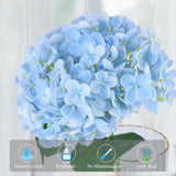 Artificial Hydrangea Flowers, 4 Pcs 21 Inch Real Touch Faux Hydrangea Stems For Party Weddings & Home Decor, Floral Arrangements-Light Blue