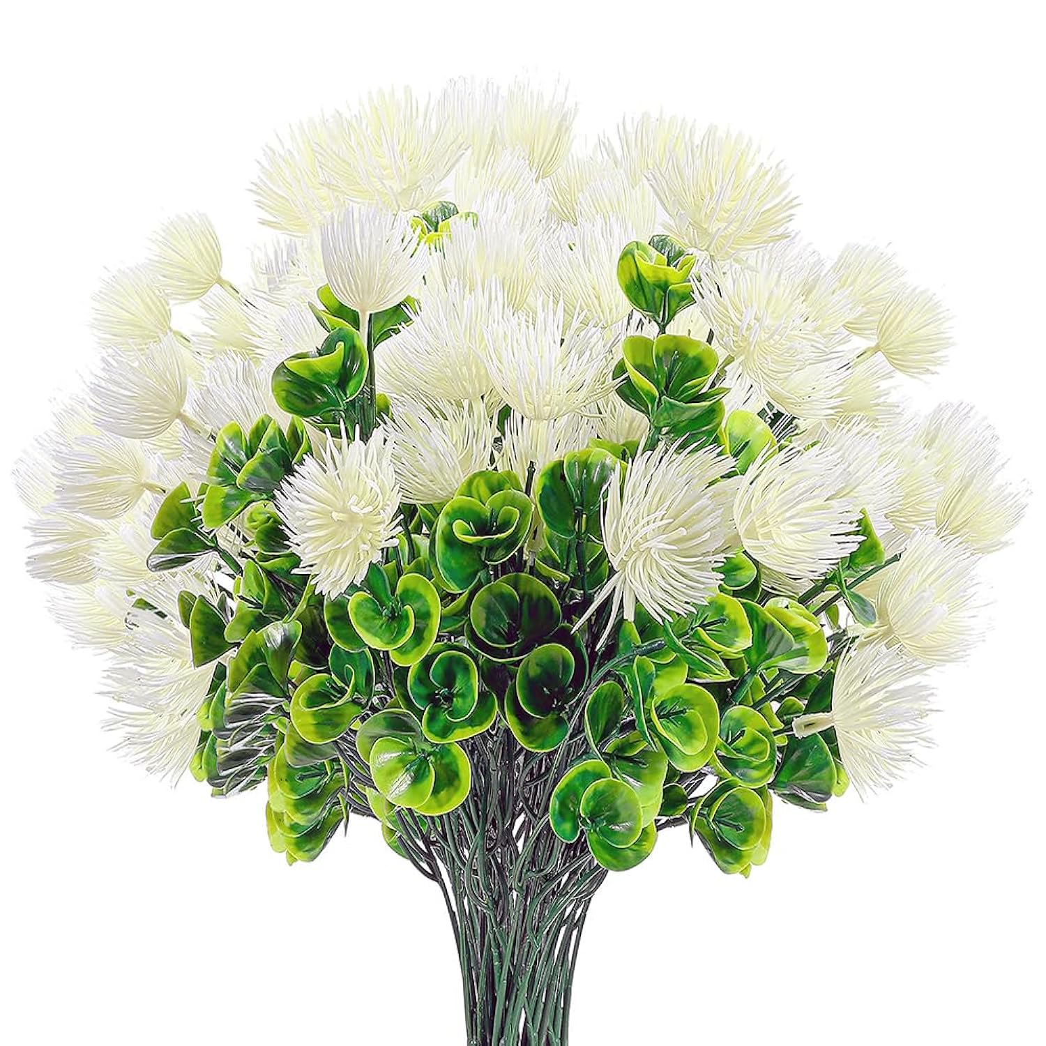 8Pack Artificial Outdoor Plants Flowers Uv Resistant Plastic Flowers Set Spring Garden Decor (8, White)