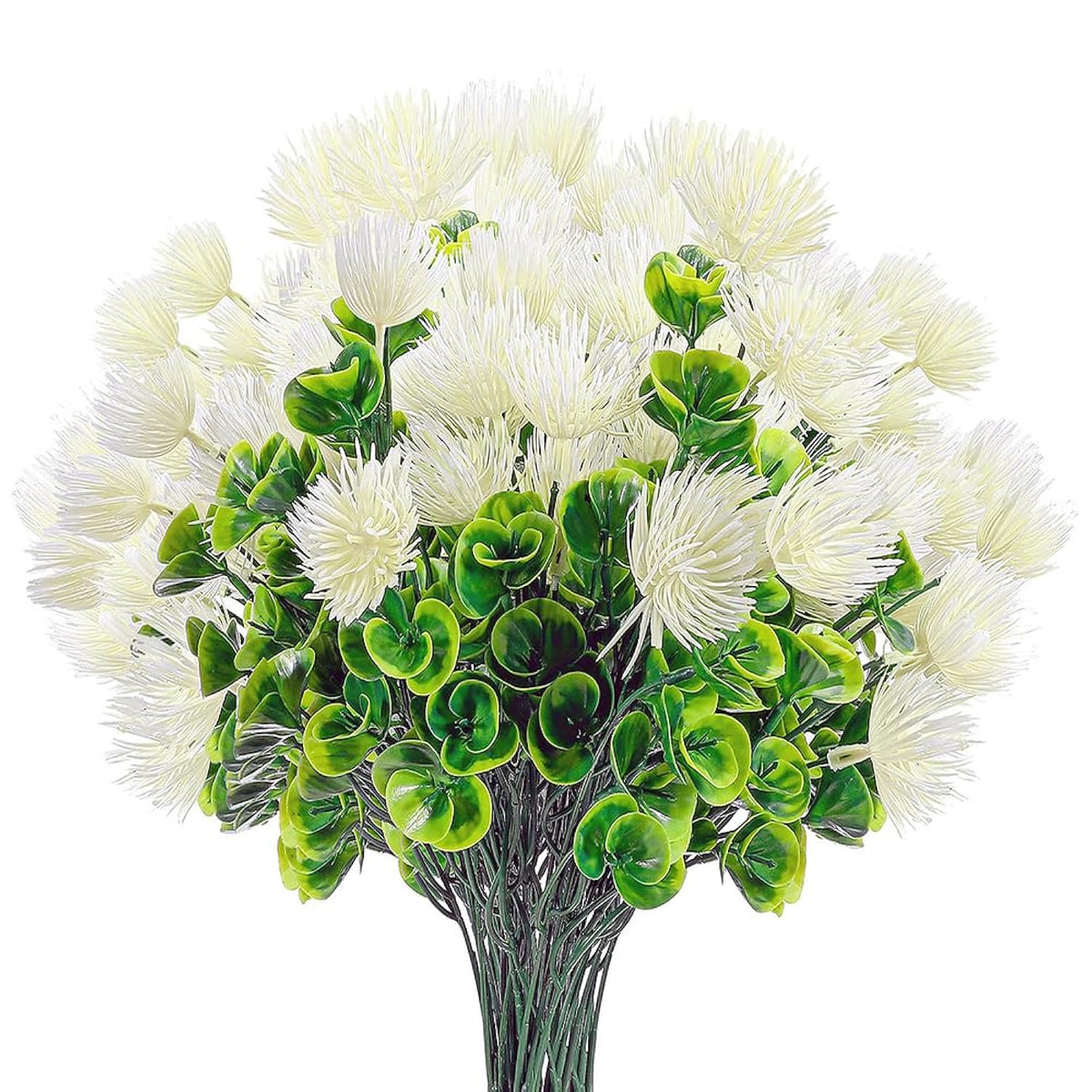 8Pack Artificial Outdoor Plants Flowers Uv Resistant Plastic Flowers Set Spring Garden Decor (8, White)