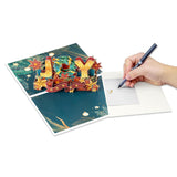 3D Pop Up Christmas Card,Festive Joy Design With Holiday Wreath, Poinsettias, Stars & Seasonal Accents,Unique Holiday Greeting & Keepsake Decoration With Envelope For Family, Friends & Gift Giving