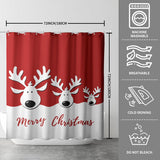 Merry Christmas Shower Curtain Christmas Elk Bathroom Curtain Xmas Cut Reindeer Red White Shower Curtains For Bathroom Winter Holiday New Year Farmhouse Shower Curtains With Hooks 72X72 Inch
