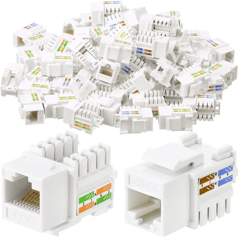 100 Pack Cat6 Cable Rj45 Keystone Jack Utp Modular Ethernet Jack Insert 90-Deg