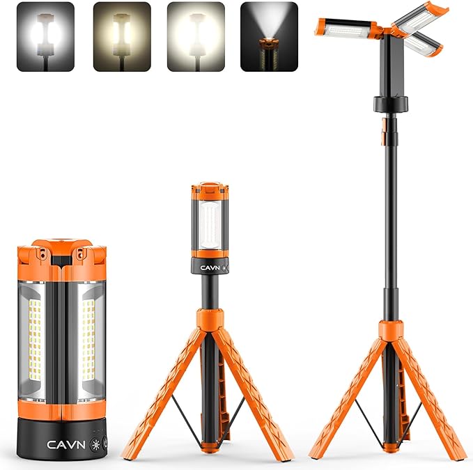 Rechargeable Camping Light with Detachable Tripod Stand 2200LM Portable Cordless LED Work Light