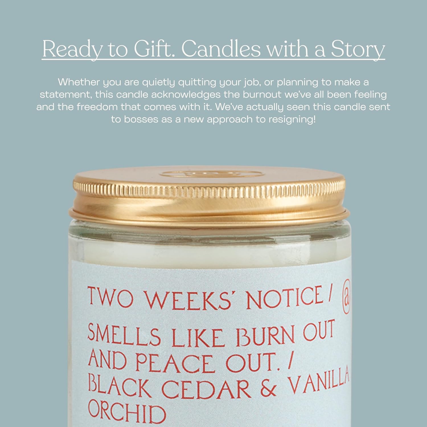 'Two Weeks Notice' Coconut Soy Wax Candle Jar | Premium Hand Poured & Long Burning | Black Cedar & Vanilla Orchid Scent | Phthalate-Free | For Home, Office, Gift - 7.8 Oz
