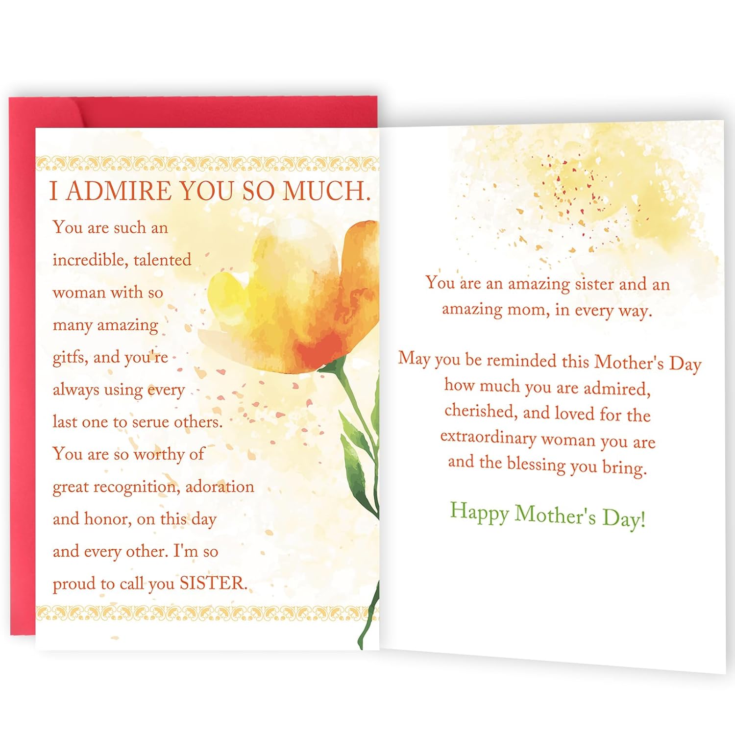 Mothers Day Card For Sister - Flower- Happy Mother'S Day Gifts For Sister, Friends, Bsteie, Gifts For Women, Her